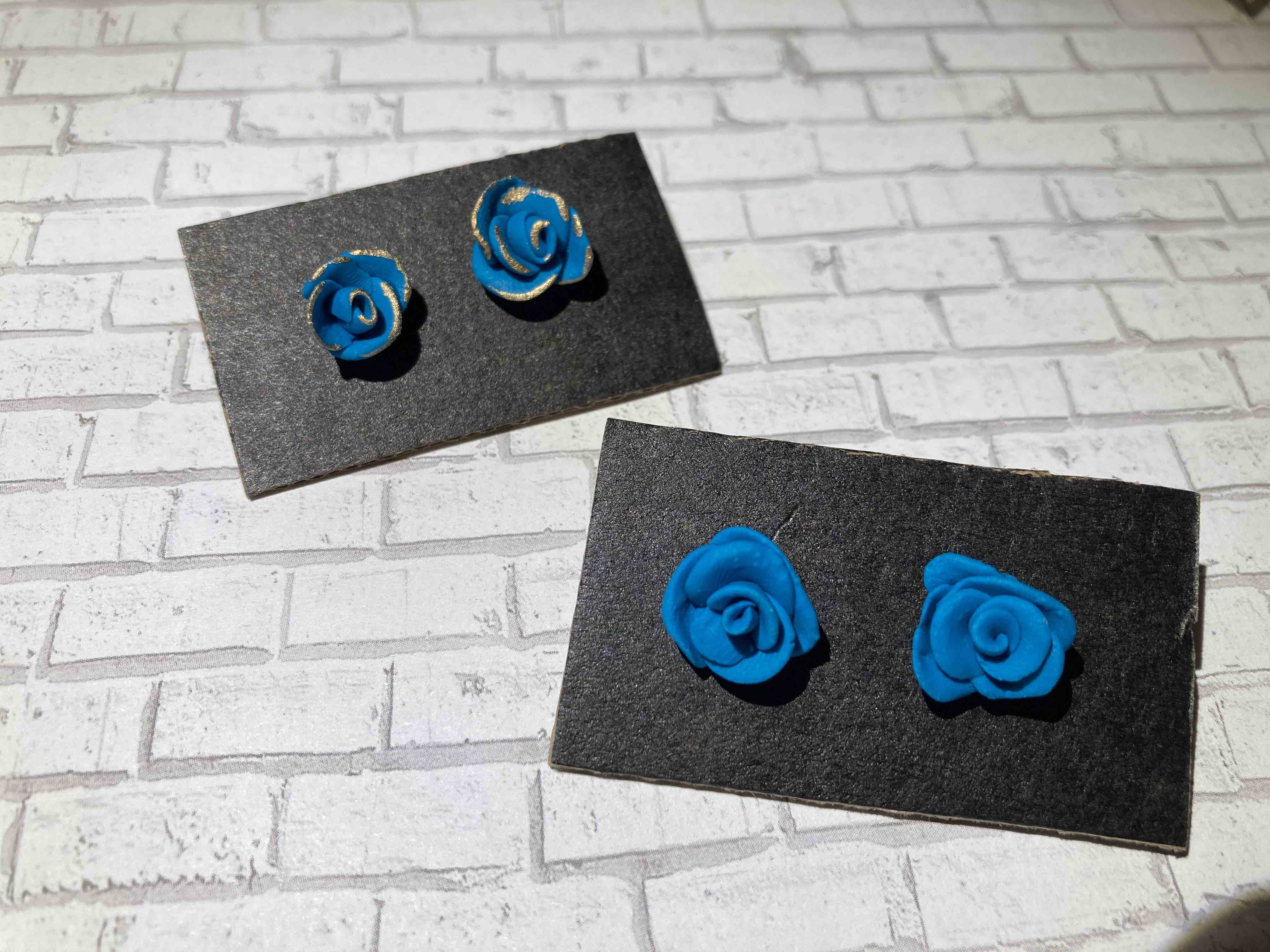 Lovey Turquoise Roses | Turquoise  rose studs with gold posts. Nickel  free brass.